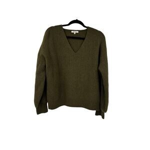 Madewell Sweater Womens Large Thornton Pullover Olive Green Balloon Sleeve Knit
